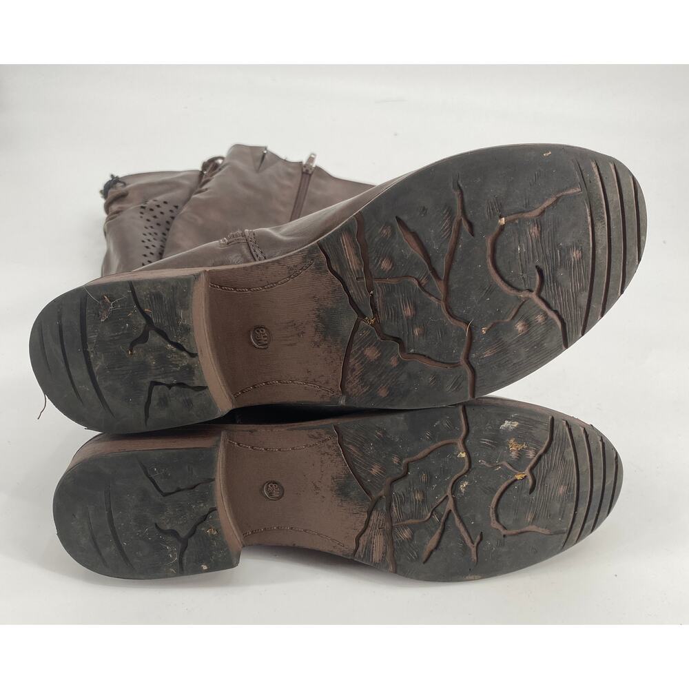 Valenti Franco BARCELONA women 8.5 BROWN mid calf lace up round toe heel BOOTS - Picture 3 of 9